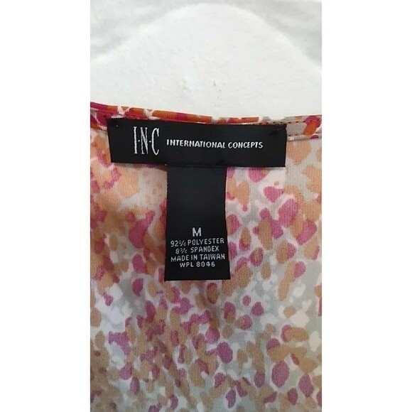 INC | Pink & Orange Pattern Slinky Sleeveless Knee Length Dress Size Medium - Picture 2 of 3